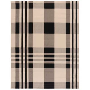 SAFAVIEH Courtyard Benjamin Plaid Indoor/Outdoor Rug, 5'3"x7'7", Black/Bone - Picture 1 of 5