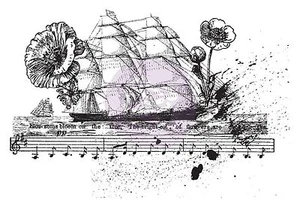 SHIP MUSIC COL Treasured Memories Cling Unmounted Rubber Stamp Prima 580162 New - Picture 1 of 2