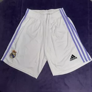 Real Madrid Striker Soccer Football White Shorts Adidas Men’s Sz S - Picture 1 of 9