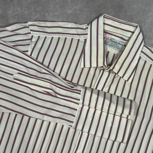 Turnbull & Asser White w Plum Purple Vertical Stripes Dress Shirt 17 - 43 Cm * - Picture 1 of 9