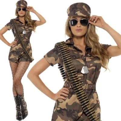 Damas Adulto Camuflaje Ejército Niña Soldado Elegante Vestido Disfraz Sexy Mujer por Smiffys Foto 1 de 4