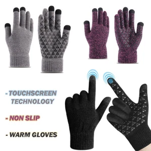 Men Women Winter Snow Gloves Touchscreen Windproof Warm Thick Knit Thermal Gift - Picture 1 of 17