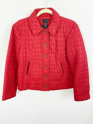 RAFAELLA PETITES Red Quilted Snap Front Jacket Size Large Petite Long Sleeves - Image 1 of 4