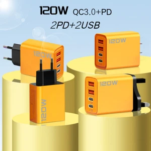 120W Schnellladegerät Doppel USB-C PD Multiport Wandladegerät Adapter für Phone - Bild 1 von 14