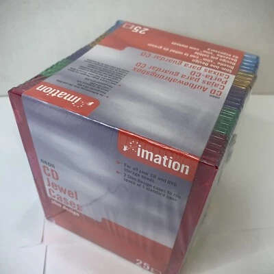 Imation Neon CD/DVD Slim Line Jewel Cases Pink Green Purple Orange Blue 25 Pack - Image 1 of 4