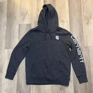 Carhartt Hoodie Womens Size Medium 8 10 Dark Gray Sweatshirt Relaxed Fit Logo - Bild 1 von 4