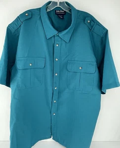 John Blair Men's Safari Outdoors Cargo Button Up Shirt Sz 2XL Teal Polyester - Picture 1 of 8