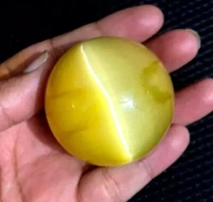 Chrysoberyl Natural 500 Ct Yellow Cat's Eye Sphere Cut Loose Certified Gemstone - Picture 1 of 5
