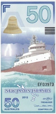 2012 New Jason Islands/Islas Nuevas Sebaldes 50 Australes, Polymer, UNC, 1 piece - Image 1 of 2