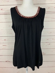 Escada Black Sleeveless Stretch Pullover Top Bead Jewel Rhinestone 42/12 - Picture 1 of 9