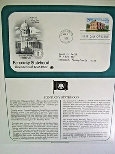 Stamps FDC Bicentennial 1792-1992 First Day of Issue 29 Cent Kentucky Statehood - Picture 1 of 1