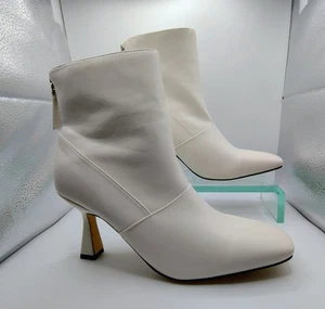 London Rebel-New Look Damen-Stiefeletten elfenbeinfarben/winterweiß Spulenabsatz UK 7 - Bild 1 von 22