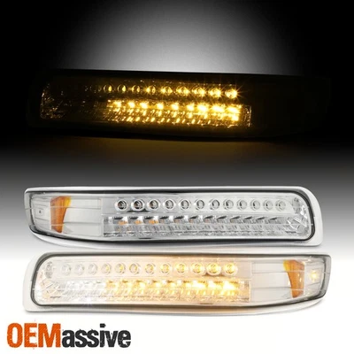 Fits *Clear* 99-02 Silverado 00-06 Tahoe Suburban Amber LED Bumper Signal Lights - Image 1 of 4