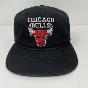 Vintage Chicago Bulls Hat Cap Snap Back Black NBA Basketball Mens 90s Annco - Picture 1 of 9