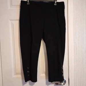 Zac & Rachel Women's Size XL Capri Pants Black Silver Metal Pull On Stretch LNC - Picture 1 of 9