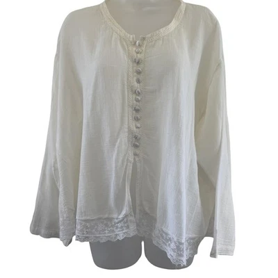 Vintage Victorias Secret Country Shirt Womens 10 White Lace Trim Button Front - Image 1 of 4