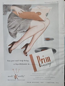 1947 Damen Prim Strumpfwaren Strümpfe Beine bitionistisch Vintage Mode Kunst Anzeige - Bild 1 von 1