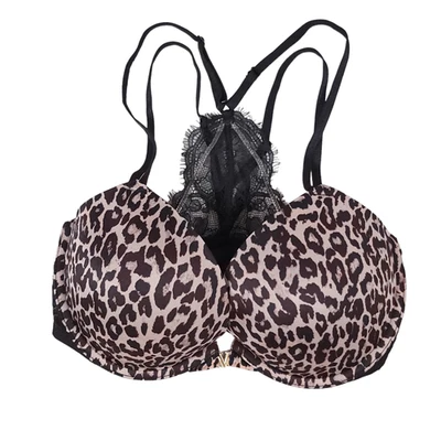Sujetador Victoria's Secret Push Up 32DD Cierre Frontal Muy Sexy Encaje Estampado Animal Foto 1 de 4