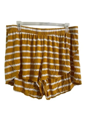 Old Navy Sunday Sleep Short Yellow Stripe Dolphin Hem High Waisted Ultra Soft 2X - Image 1 of 2
