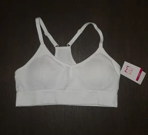 NEW WHITE SEAMLESS MAIDENFORM GIRL SPORTS BRA BRALETTE SIZE L - Picture 1 of 2