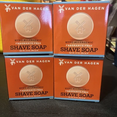 Lot Of 4  3.5 Oz Each) Van Der Hagen Hypo-Allergenic Fragrance Free Shave Soap - Image 1 of 4