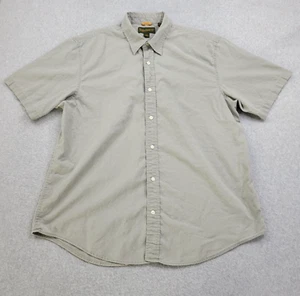 Timberland Shirt Mens XL Beige Linen Blend Button Up Short Sleeve Casual - Picture 1 of 8