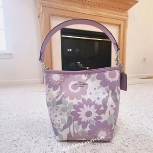 Bolso Coach City Bucket en Lona Recubierta y Cuero Estampado Floral Púrpura Multi CBG77 - Imagen 1 de 11
