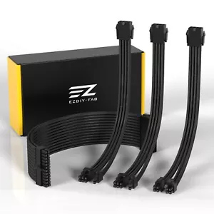 PSU Cable Extension Sleeved Custom Mod GPU PC Power Supply Soft Nylon Braided - Picture 1 of 7