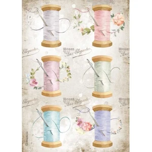 Stamperia A4 RICE PAPER - ROMANTIC THREADS - NEEDLE & THREAD, Decoupage - Picture 1 of 1