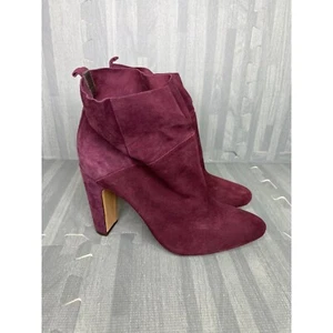 Rachel Zoe Elizabeth Heeled Boots Women Size 8 Suede Ankle Red Burgundy - Picture 1 of 8