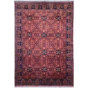 Alfombra de lana oriental afgana Khal Mohammadi hecha a mano (5'8" x 7'11") - Imagen 1 de 11