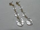 Estate Long Graduated Faceted Clear Plastic Bead Dangle Post Earrings for Pierce