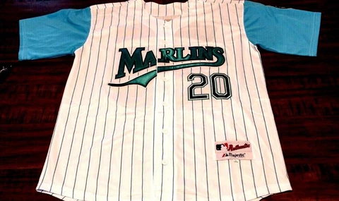 Miami Marlins Carlos Cabrera 2 tone pinstripe jersey Cover