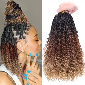 Goddess Box Braids Crochet Hair 14 Inch Boho Box Braids 8 Packs Crochet - Picture 1 of 6