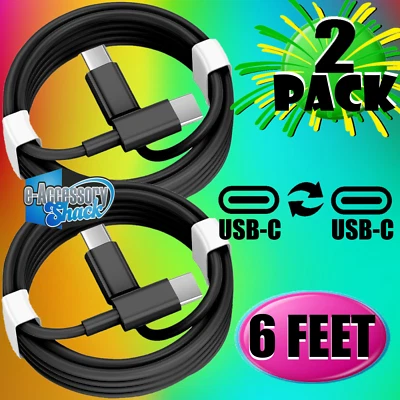 2 PACK 6ft Type USB-C Cable Fast Charge Charging Cord For Galaxy S24 S23 S22 S21 - Image 1 of 4