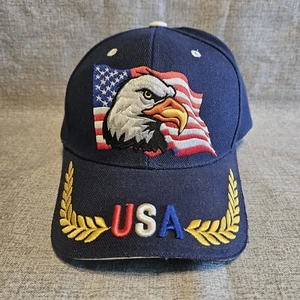 Mens Eagle Flag USA Cap  America Military Veteran Navy Blue - Picture 1 of 6