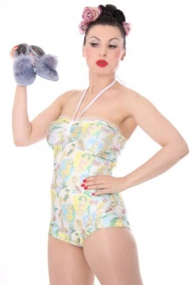 SugarShock FREYA 50er retro vintage Pin Up Rockabilly Bandeau Badeanzug Swimsuit - Bild 1 von 4