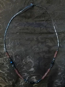 Sterling silver coral hematite 20" bead necklace - Picture 1 of 3