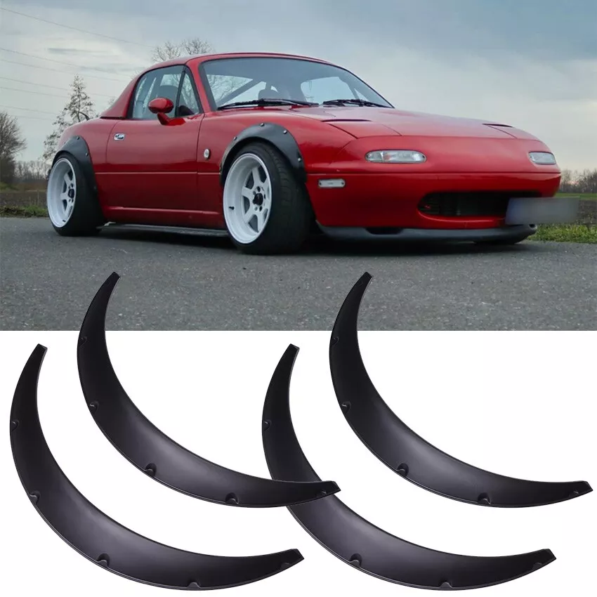 For Mazda MX5 Miata 4 X Wheel Arches Fender Flares Extra Wide Body Kit Black - Image 1 of 4