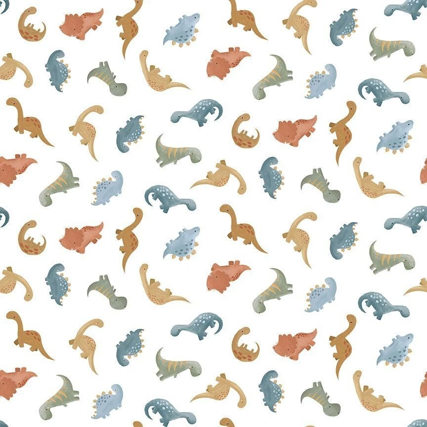 Algodón Adora-saurable Bebé Dinosaurios Animales Tela Blanca Estampado por Yarda D659.69 Foto 1 de 1