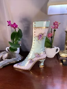 Vintage Limoges Large Victorian Ladies Boot HandPainted Beauty Pristine VG+ RARE - Picture 1 of 12