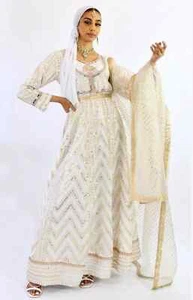 Readymade White Anarkali dress Indian Pakistani Wedding Nikkah Maxi Partywear - Picture 1 of 5