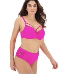 DORINA Womens Hot Pink Ushuaia Bikini Bottoms Size 10 High Leg Briefs - Picture 1 of 2