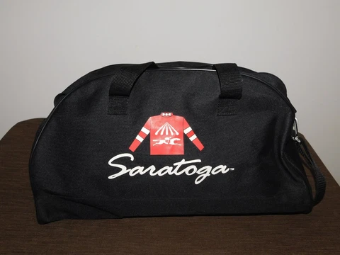 VINTAGE SOUVENIR SARATOGA HORSE RACE TRACK VINYL BAG Cover