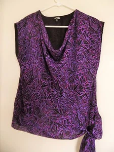 Camisa Top Blusa Apt 9 Púrpura Negra Capucha Cuello Forrada Talla S - Imagen 1 de 3