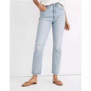 MADEWELL The High-Rise Slim Crop Boyjean Dumas Wash Ripped Edition Talla 30 - Imagen 1 de 11