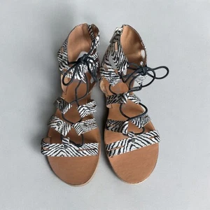 Dolce Vita for Target Womens Gladiator Sandals Sz 8.5 Zebra Print Lace-Up Zipper - Picture 1 of 6