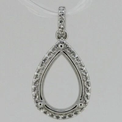 Sterling Silver Semi Mount Pendant Setting Pear PE 13x9mm Topaz or Moissanite - Image 1 of 2