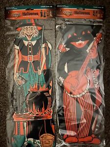 8 Pc Halloween  Fanci Dress And Cat Band Cutouts Vintage Beistle 1950 Reprod.