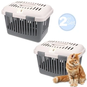 2x Katzentransportbox Oben Öffnen Dachöffnung Katzen Kleintier Transport Box - Bild 1 von 9
